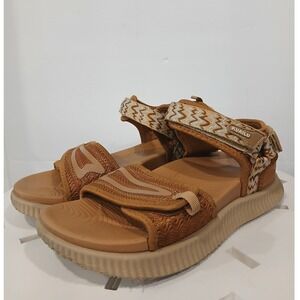 KUAI LU Women Tan Zigzag Strap Sporty Outdoor Walking Sandals US 9 EU 40